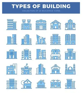 Building icons on a white background Stock Illustration