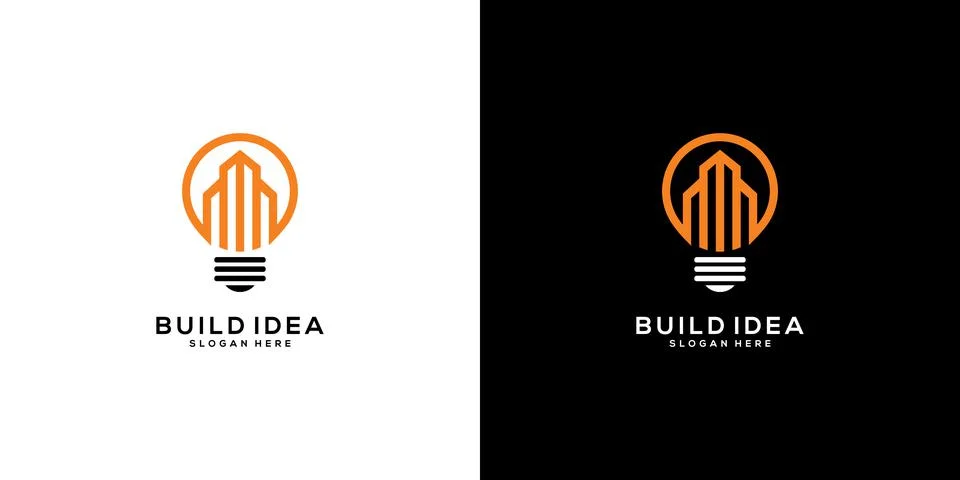 Building idea lamp logo vector template design Stock Illustration