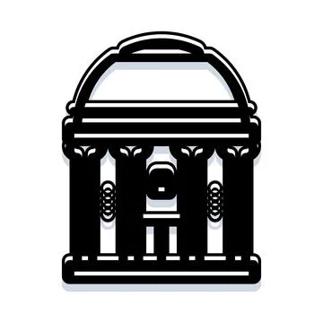 Building illustration with dome and classical pillars Ilustración de archivo
