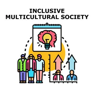 Building an inclusive multicultural society with diverse ideas Stock Illustration