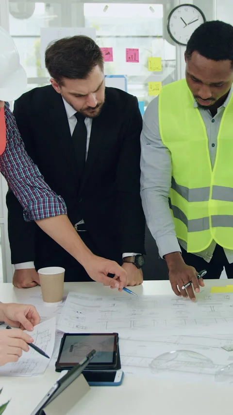 Building industry concept where likable in good mood purposeful hardworking buil Stock Footage 327919867