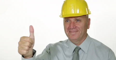 Building Industry Engineer Thumbs Up Sign Good Job Confident Positive Gesture Stock Footage 61451482