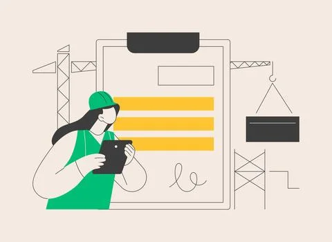 Building industry license abstract concept vector illustration. Illustrazione stock