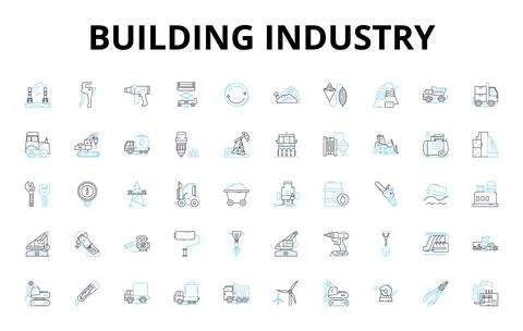 Building industry linear icons set. Architecture, Construction, Design Stock Illustration