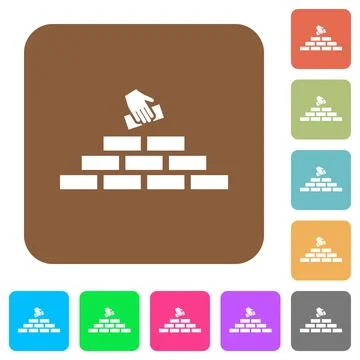 Building industry rounded square flat icons Ilustración de archivo