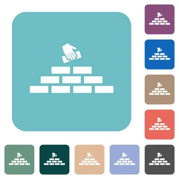 Building industry rounded square flat icons Stock Illustration