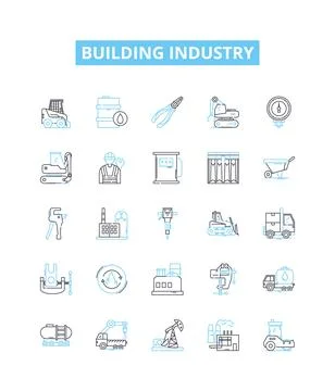 Building industry vector line icons set. Construction, Architecture Ilustración de archivo