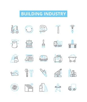 Building industry vector line icons set. Construction, Architecture Stock Illustration