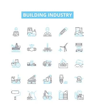 Building industry vector line icons set. Construction, Architecture Stock Illustration