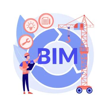 Building information modeling abstract concept vector illustration. Ilustración de archivo
