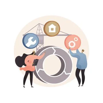 Building information modeling abstract concept vector illustration. Ilustración de archivo