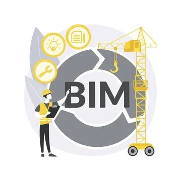 Building information modeling abstract concept vector illustration. Ilustración de archivo