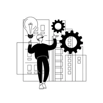 Building information modeling abstract concept vector illustration. Ilustración de archivo