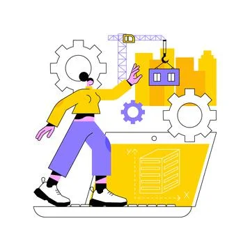 Building information modeling abstract concept vector illustration. Ilustración de archivo