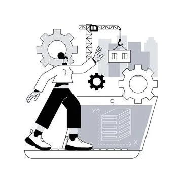 Building information modeling abstract concept vector illustration. Ilustración de archivo