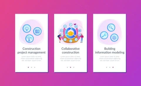 Building information modeling app interface template. Ilustración de archivo