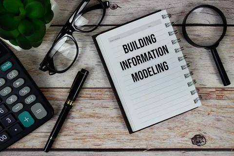 Building Information Modeling (BIM) text on notepad, Business and Financial.. Fotos de archivo