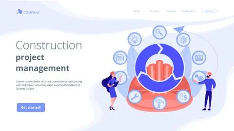 Building information modeling concept landing page. Ilustración de archivo