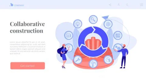 Building information modeling concept landing page. Ilustración de archivo