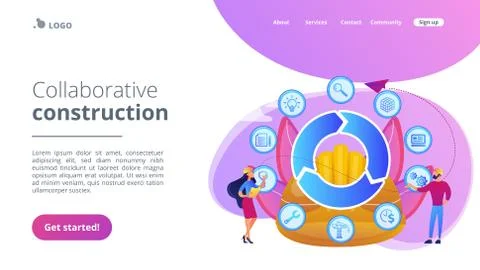 Building information modeling concept landing page. Ilustración de archivo