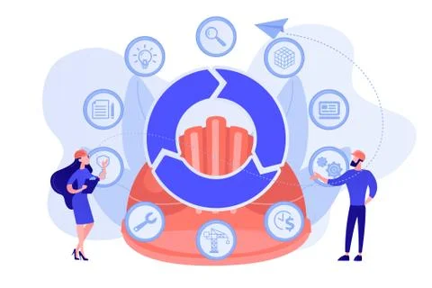 Building information modeling concept vector illustration. Ilustración de archivo