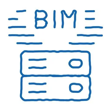 Building information modeling doodle icon hand drawn illustration Ilustración de archivo