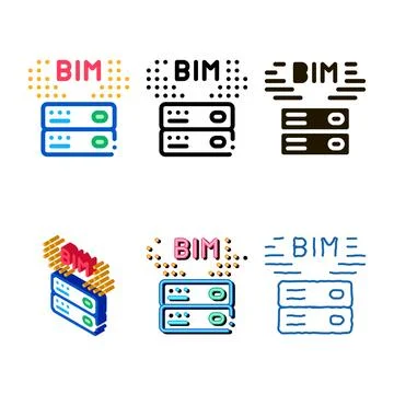 Building information modeling icon variations vector outline Illustrazione stock