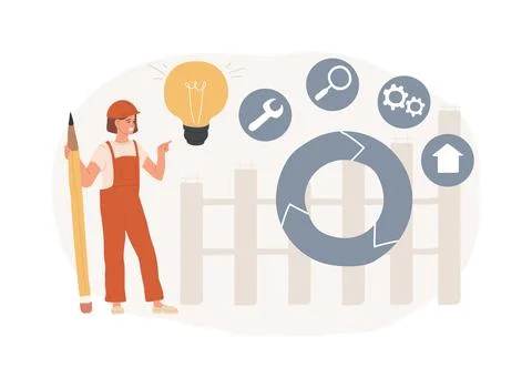 Building information modeling isolated concept vector illustration. Illustrazione stock