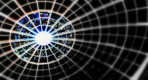 Building Inside Glass Ceiling.Selective focus black background.. Stock Illustration