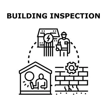 Building inspection concept checking house structural and electrical systems Stock Illustration