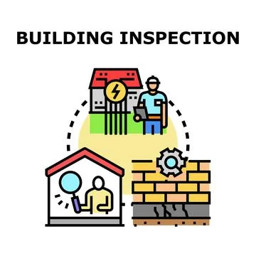 Building inspection concept checking house structural and electrical systems Stock Illustration
