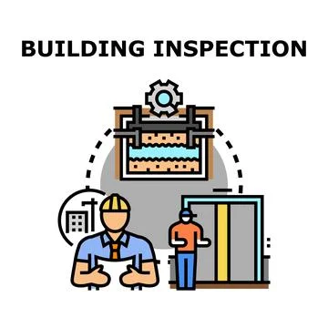 Building inspection process with engineer and infrastructure check Stock Illustration