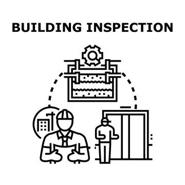 Building inspection process with engineer and infrastructure check Illustrazione stock