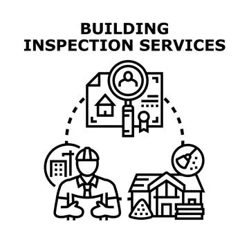 Building inspection services evaluating construction quality and safety 스톡 일러스트