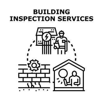 Building inspection services evaluating property safety and quality Stock-Illustration