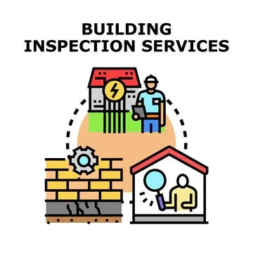 Building inspection services evaluating property safety and quality Stock Illustration