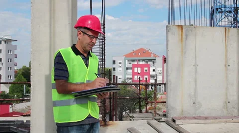 Building Inspector at Construction Site Stock Footage 31824261