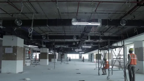 Building Interior Work in Progress Timelapse Stock Footage 72532632