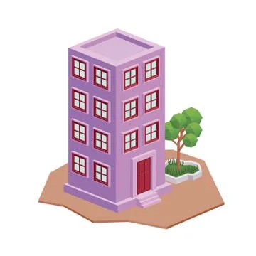 Building isometric isolated icon design Ilustración de archivo