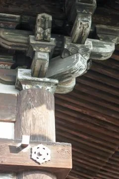 Building joint structure inside Kiyomizu-dera Temple, Kyoto Stock Photos