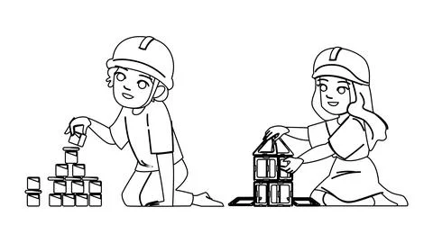 Building kid builder vector Stock Illustration