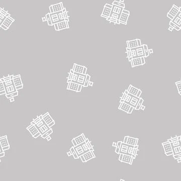 Building kindergarten line seamless pattern Stock Illustration