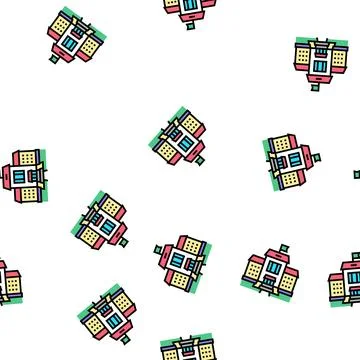 Building kindergarten vector seamless pattern Stock Illustration