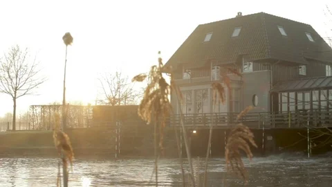 Building At A Lake Stock Footage 81957209