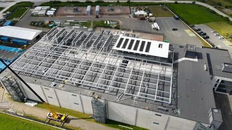 Building large data center rooftop with cooling systems Stock Photos