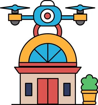 A building with a large dome on top and a small building next to it Stock Illustration