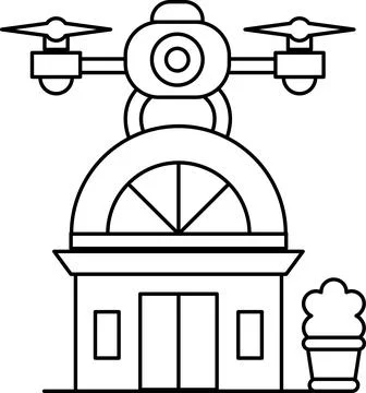 A building with a large dome on top and a small building next to it Stock Illustration