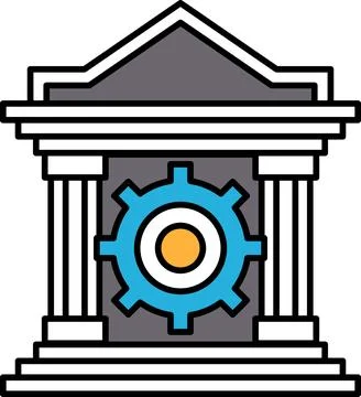 A building with a large gear on it Ilustración de archivo