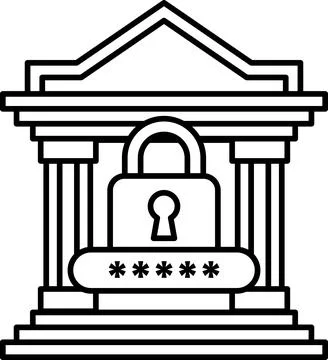 A building with a large keyhole on the front Ilustración de archivo