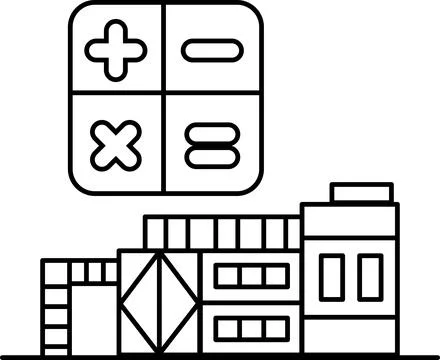 A building with a large number of windows and a large number of numbers Ilustración de archivo